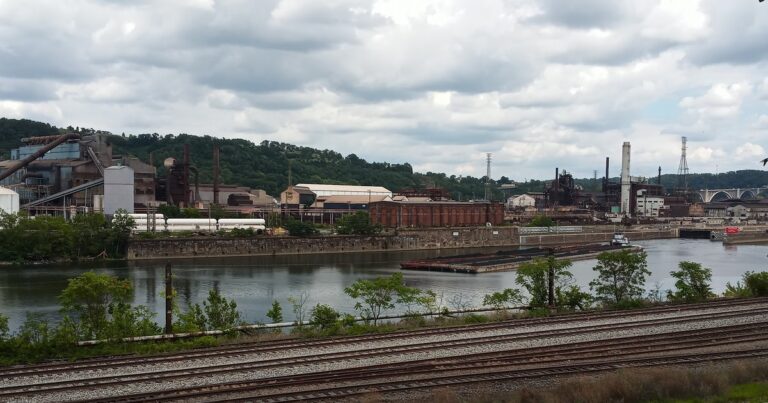 U.S. Steel's Edgar Thomson Plant in Braddock, Pa., where the Mon Valley hot strip mill is planned, seen across the Monongahela River.